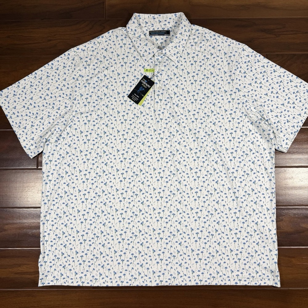 Roundtree & Yorke Performance Men's Size 2XB Floral Print Fairway Polo Shirt